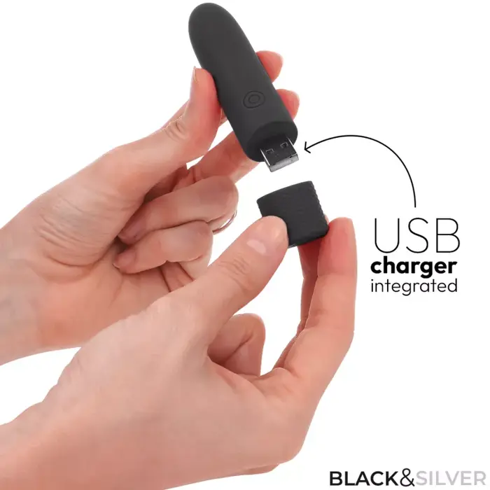 black&silver GERI vibrating bullet USB, 8 modes Photo 3