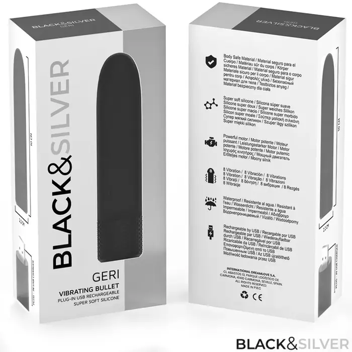 black&silver GERI vibrating bullet USB, 8 modes Photo 8