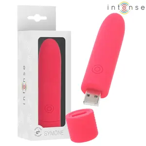 Vibrējošs kulons INTENSE Symone USB-uzlādējams, 8 režīmi, 10 x 2.2 cm, sarkans