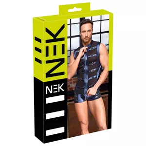 Men's shirt NEK model 21618344721 size L — metallic blue matte, full-length front zip, powernet inserts, 90% polyester 10% spandex