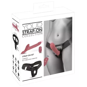Strap-on vibrator set You2Toys Your Strap-On Vibrator Pink — dual-motor thrusting vibrator, remote, rechargeable, harness adjustable 50–80 cm, shaft Ø up to 3.5 cm