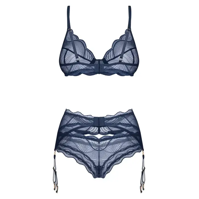 Apakšveļas komplekts OBSESSIVE Nightly Blue — krūšturis, josta, tanga Photo 5