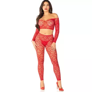 Crop top and stockings set LEG AVENUE D-242035 — red, one size