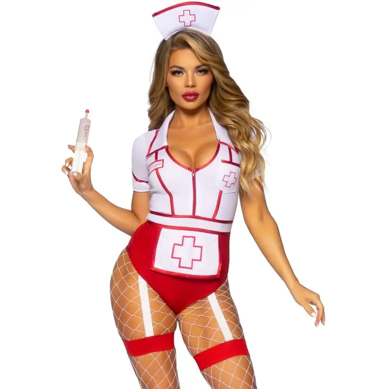 LEG AVENUE Sexy Nurse kostīms sarkani‑balts S Photo 7