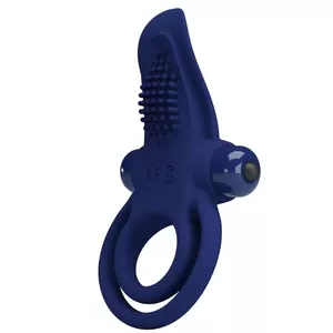 Penis extension ring Pretty Love Bronson double ring with vibration, blue
