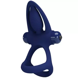 Penis ring pretty love MAT Double Ring with vibration and stimulator, blue