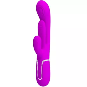 Вибратор pretty love Shania Triple Rabbit — многофункциональный силиконовый, водонепроницаемый, тройная стимуляция, розовый