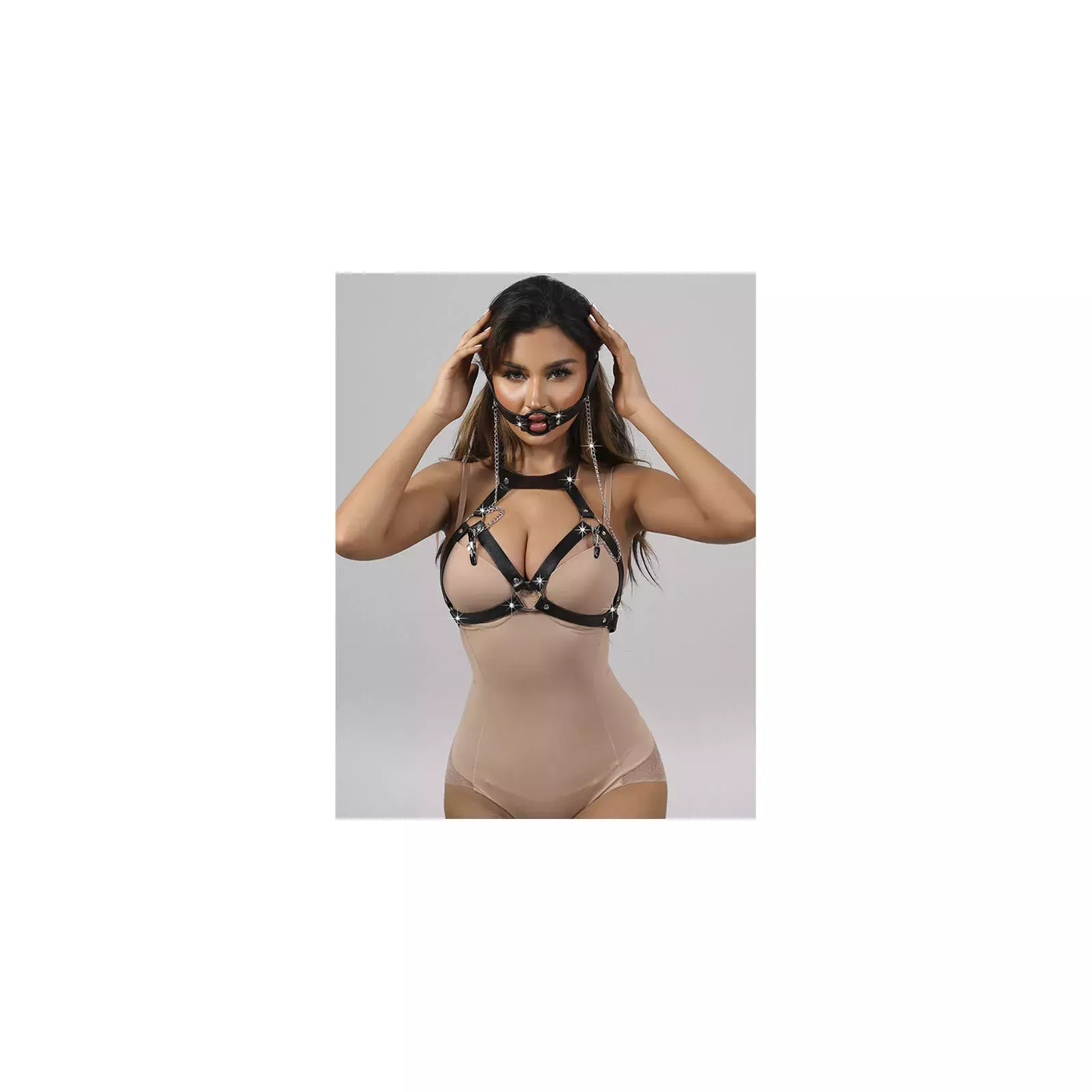BONDAGE LEATHER STRAP BREAST CLAMPS, 953720 Photo 10