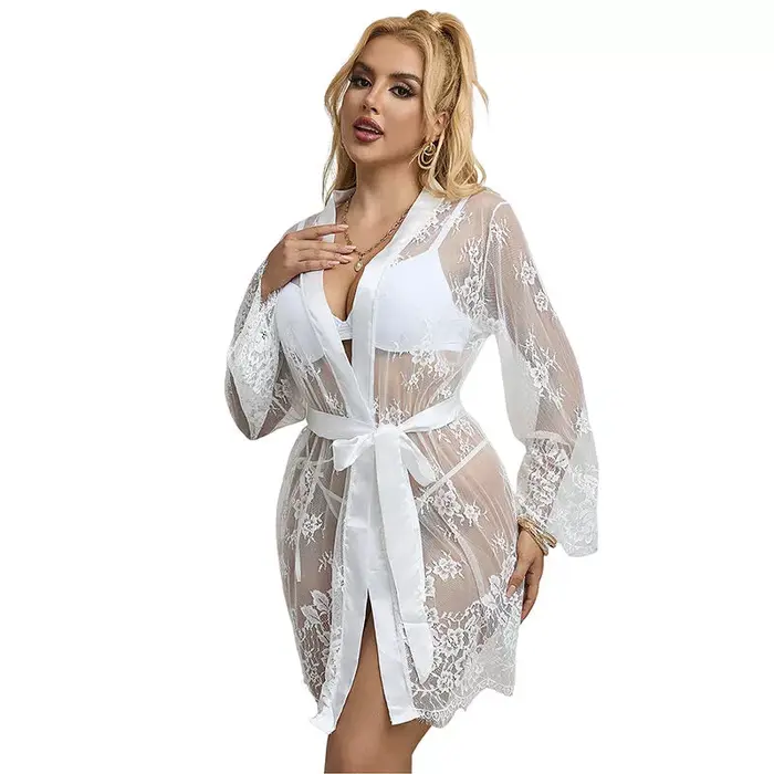 SUBBLIME nightgown long-sleeve floral white S/M Photo 5