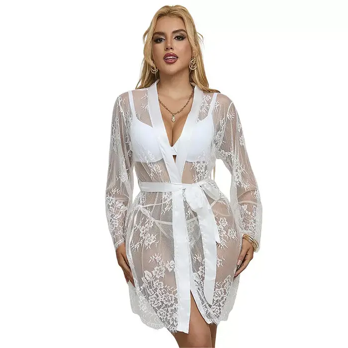 SUBBLIME nightgown long-sleeve floral white S/M Photo 6