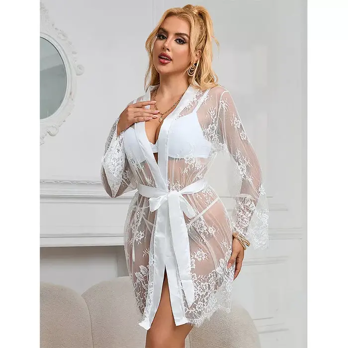 SUBBLIME nightgown long-sleeve floral white S/M Photo 8