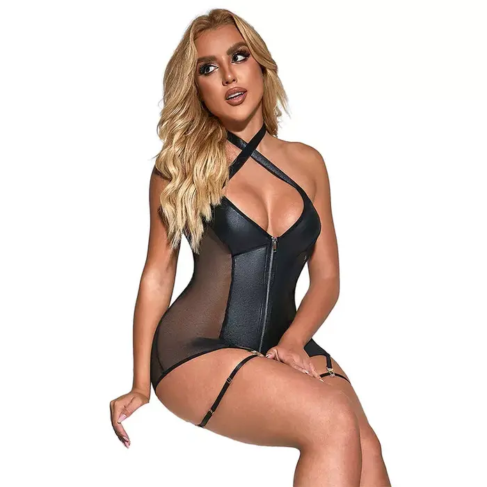 SUBBLIME 954444 Women's Mesh and Leather Dress Photo 3