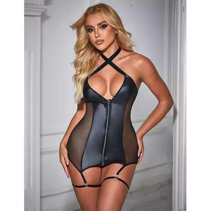 SUBBLIME 954444 Women's Mesh and Leather Dress Photo 8