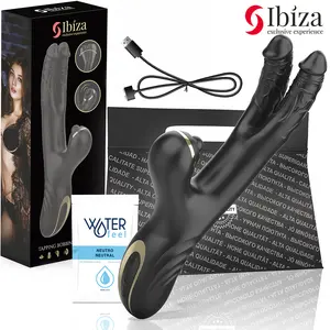 Divkāršs vibrators IBIZA TECHNOLOGY — TWO DRAGONS, melns; divi motori, dubultā stimulācija, neatkarīgas programmas