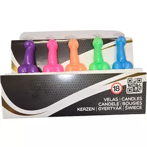 Set of 5 Penis-Shaped Candles diablopicante DIABLO PICANTE — assorted colors, decorative party candles
