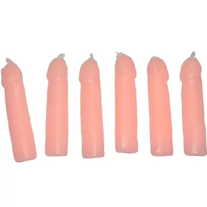 Novelty penis-shaped candles set, diablopicante DIABLO PICANTE — set of 6, flesh-colored, wax
