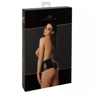 Sieviešu hot pants brief-stila Noir Orgia Mysteria — melns power wetlook, izmērs M (76% poliesters, 24% spandekss)