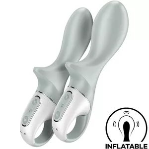 Iepūšams anālais vibrators SATISFYER Air Pump Booty — silikons, regulējama uzpilde, ūdensizturīgs, pelēki zaļš