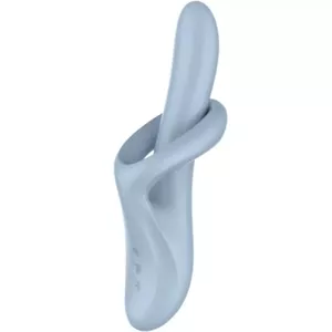 Вибратор SATISFYER Heat Flex 4 — силикон, 12 режимов вибрации, функция нагрева, водонепроницаемый, синий