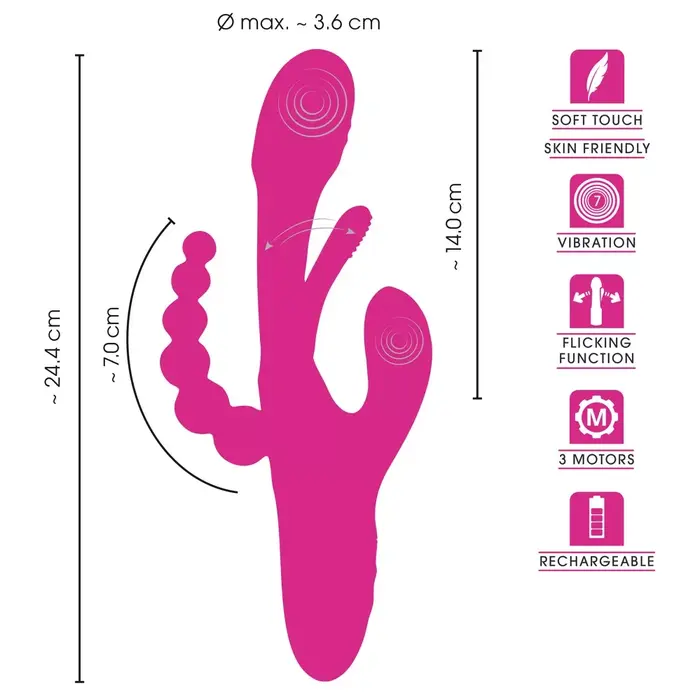 Silicone vibrator Sweet Smile Triple Vibe with Flicking Tongue Photo 14