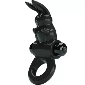 Pretty Love Exciting Ring Rabbit Vibrator Ring with 10 Vibration Modes, Black