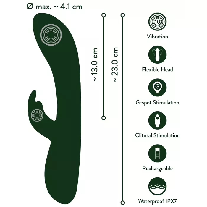 Vibrators Emerald Love Luxurious Rabbit — dubultdarbības silikons Photo 13