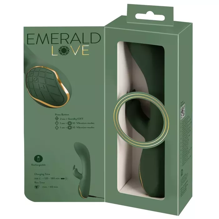 Vibrators Emerald Love Luxurious Rabbit — dubultdarbības silikons Photo 15