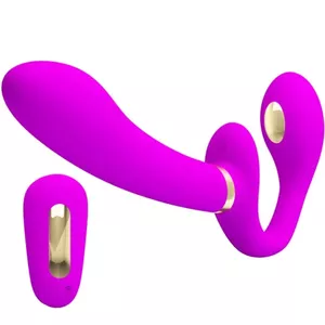 PRETTY LOVE Thunderbird Dubultais Strap-On Vibrators Ar Tālvadības Pulti Violets D-242430