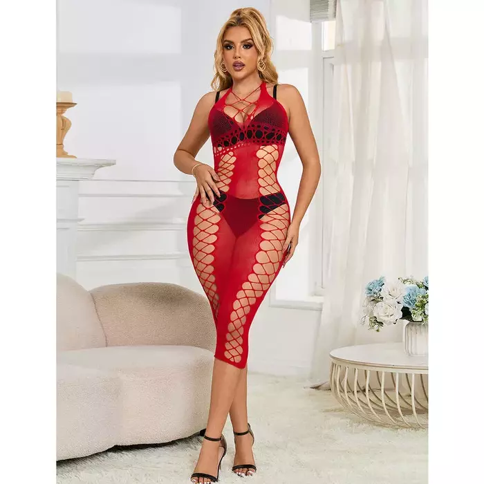 Длинное красное платье-сетка SUBBLIME 952327 Photo 7