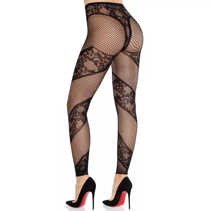 Footless tights LEG AVENUE Lace and Sheer Black Photo 2