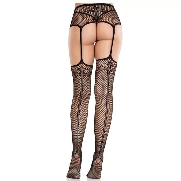 Кружевные чулки с поясом — LEG AVENUE D-243070 Photo 2