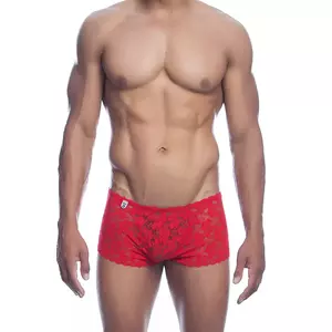 Boxer briefs Mob D-243523 — red lace, size S/M, soft lace fabric, flexible waistband