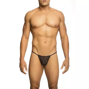 Thong underwear Mob D-243555 transparent T-shaped, black, size S/M