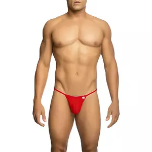 Thong underwear Mob T-shaped transparent red, size L/XL, lightweight stretch fabric