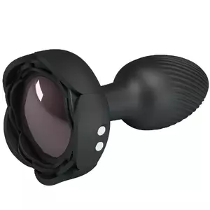 Anal plug pretty love OLMAN with LED light, black — length 8.8 cm