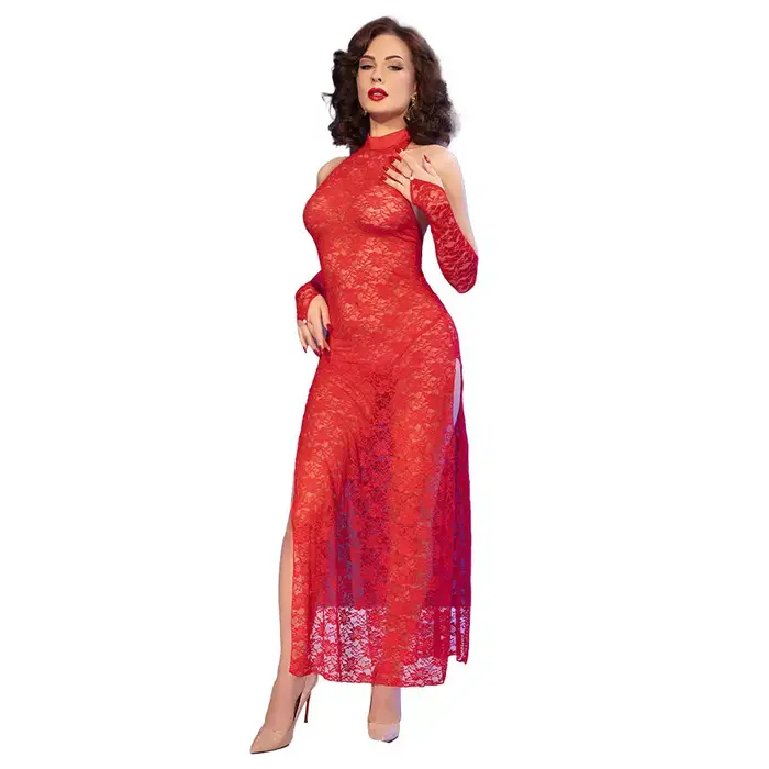Dress CHILIROSE CR 4853 — red lace, size L/XL Photo 5