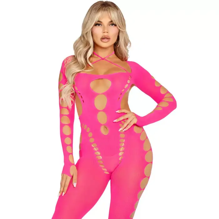 Бодистокинг LEG AVENUE розовый с открытой спиной Photo 4