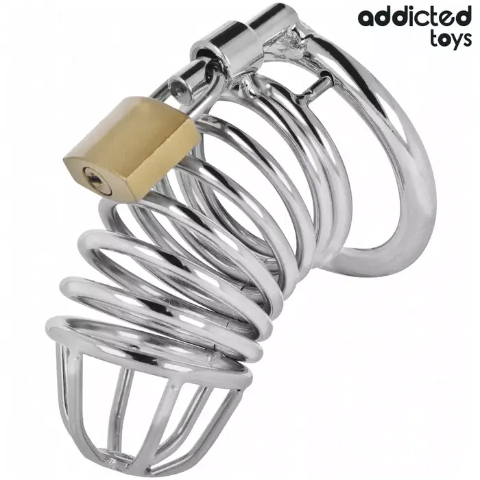 ADDICTED TOYS LOCKED Iron Cell Metal Penis Cage Size M Photo 2