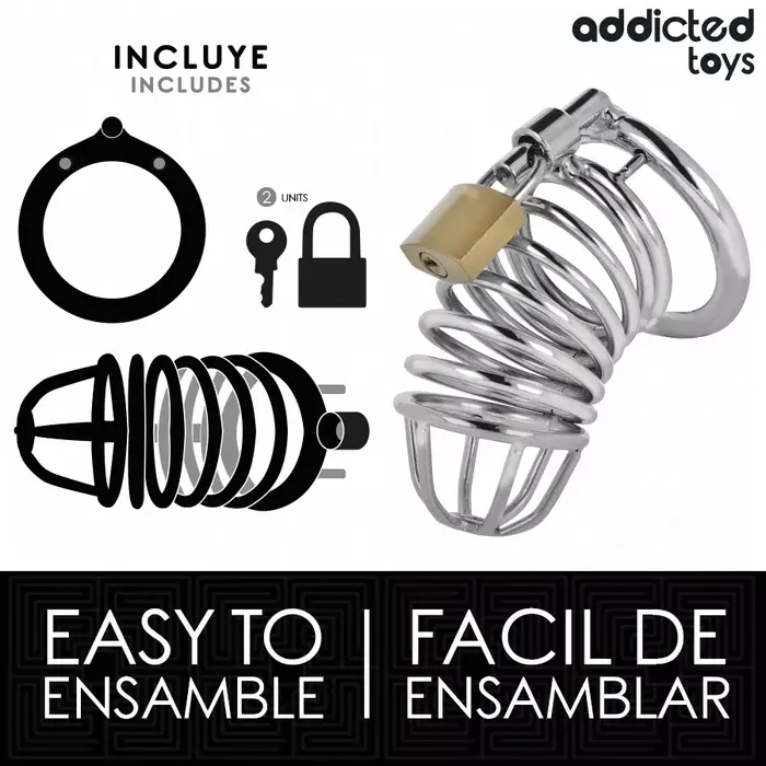 ADDICTED TOYS LOCKED Iron Cell Metal Penis Cage Size M Photo 4