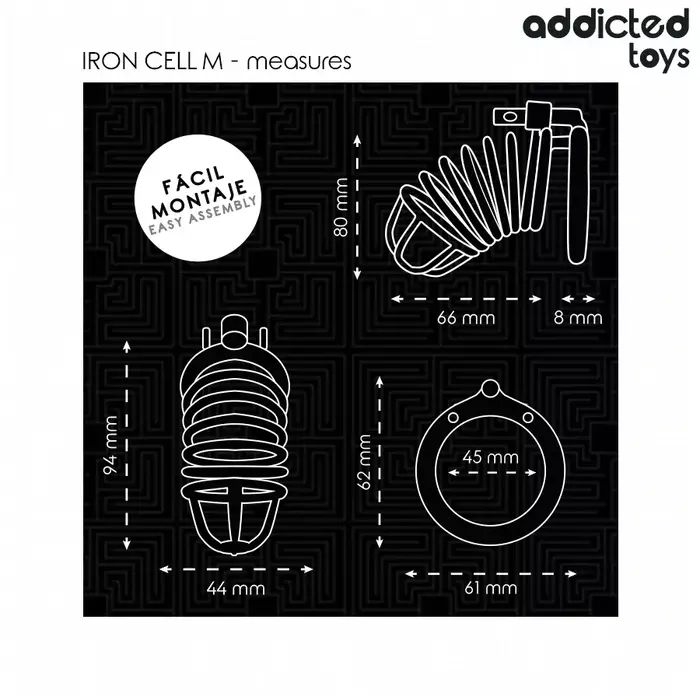 ADDICTED TOYS LOCKED Iron Cell Metal Penis Cage Size M Photo 5
