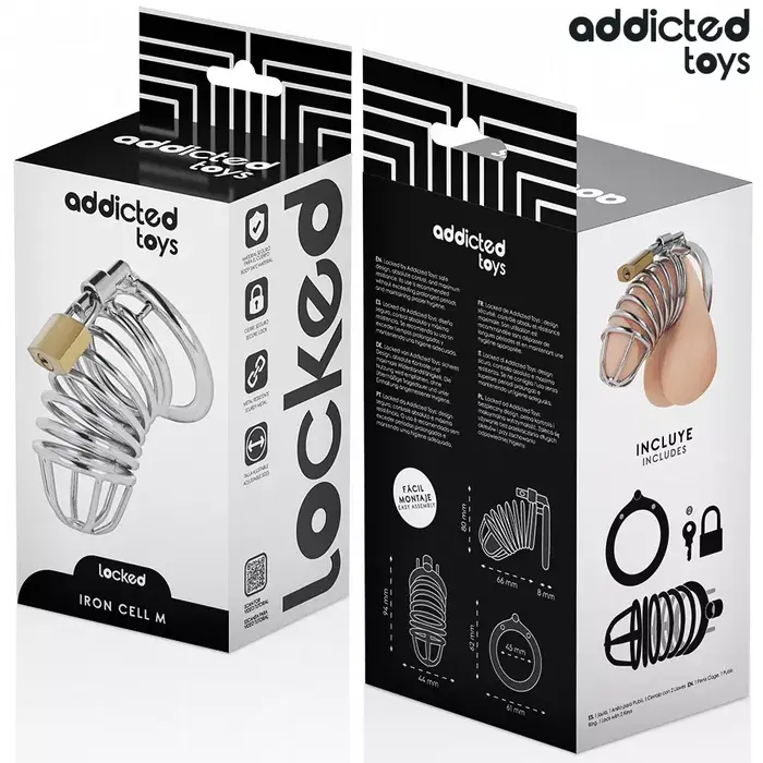 ADDICTED TOYS LOCKED Iron Cell Metal Penis Cage Size M Photo 6