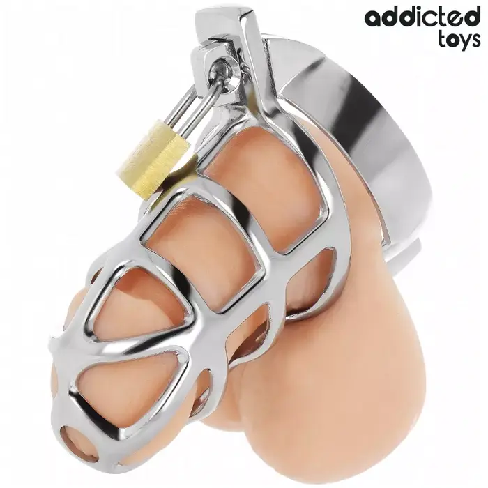 Металлическая клетка целомудрия ADDICTED TOYS LOCKED D-242971, M Photo 3