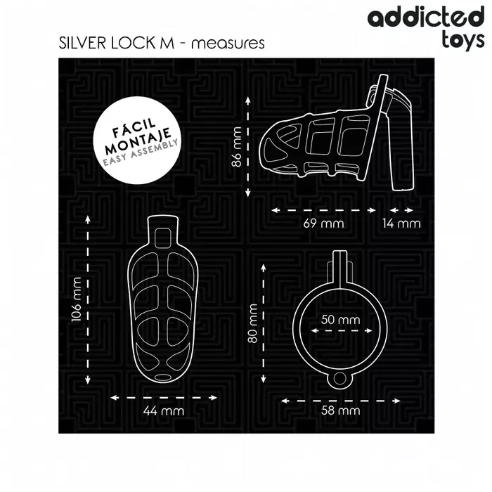 Металлическая клетка целомудрия ADDICTED TOYS LOCKED D-242971, M Photo 5