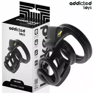 Устройство для запирания ADDICTED TOYS LOCKED Gilden Cage — силиконовая клетка для пениса, внутренняя длина 8,5 см
