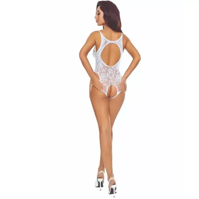 Bodystocking PASSION BS112 — one-piece white lace Photo 2