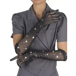 Caurspīdīgas cimdi SUBBLIME ACCESSORIES 957469SHINE — melnas, izmērs S/M