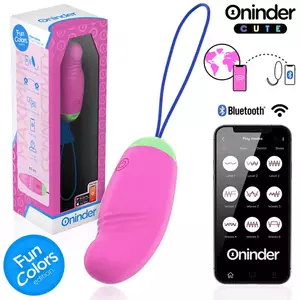 Vibrējošs olveida ORNAMENTS ONINDER CUTE D-242098 — 360° silikona vibrējoši-rotējoša ola ar lietotni