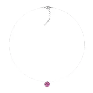 (Exclusive) Invisible Silver Pendant (Rubellite) with Swarovski Zirconia Pure Brilliance Crystal