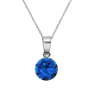 925 Sterling Silver "Classic (Capri Blue)" pendant with Crystals From Swarovski™