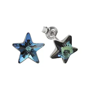 925 Sterling Children's Silver Earrings "Star (Bermuda Blue)" with Crystals From Swarovski™
